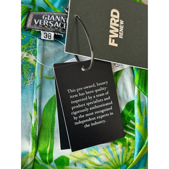 Versace FWRD Renew Knee-Length Dress in Green Palm 38 Womens Jersey Long Sleeve - Picture 12 of 14